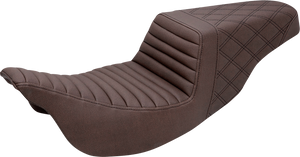 Saddlemen - Step-Up Seat - Front Tuck-n-Roll/Rear Lattice Stitch - Brown - FL '08-'23 - Step-Up Seat  Front Tuck-n-Roll/Rear Lattice Stitch - 808-07B-176BR