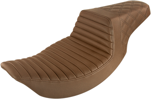 Saddlemen - Step-Up Seat - Front Tuck-n-Roll/Rear Lattice Stitch - Brown - Step-Up Seat  Front Tuck-n-Roll/Rear Lattice Stitch - 897-06-176BR