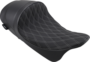 Drag Specialties - Forward Low Solo Seat - Diamond - Silver Stitched - FL '08-'22 - EZ-ON Mount Forward Low Solo Seat - 0801-1253
