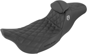 Saddlemen - Seat - Pro Series SDC Performance With Backrest - Full Lattice Stitch/Lumbar Gripper - Black - Pro Series SDC Performance Grip Seat - SC80807DBRT