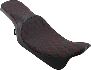 Drag Specialties - Predator 2-Up Seat - Double Diamond - Red Stitching - FL '08-'22 - Predator 2-Up Seat - 0801-1272
