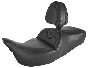 Saddlemen - Roadsofa Standard Reach Seat - With Backrest - Black/Black Stitching - Roadsofa Standard Reach Seat - 808-07B-187BR