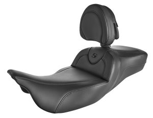 Saddlemen - Roadsofa Extended Reach Seat - Black/Black Stitching - w/ Backrest - Roadsofa Extended Reach Seat - 808-07B-188BR
