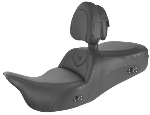 Saddlemen - Heated RoadSofa Seat - With Backrest - Black w/Black Stitching - Trikes - Heated RoadSofa Seat for Trikes - 808-07B-187TBRH