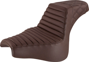 Saddlemen - Step-Up Seat - Front Tuck-n-Roll/Rear Lattice Stitch - Brown - Step-Up Seat  Front Tuck-n-Roll/Rear Lattice Stitch - 818-28-176BR