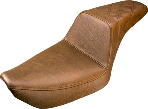 Saddlemen - Step Up Seat - Rear Lattice Stitched - Brown - Dyna - Step-Up Seat - 896-04-173BR