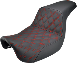 Saddlemen - Step-Up Seat - Front Lattice Stitch/With Red Stitching - Black - Dyna - Step-Up Seat  Front Lattice Stitch/Red Stitching - 806-04-172RD