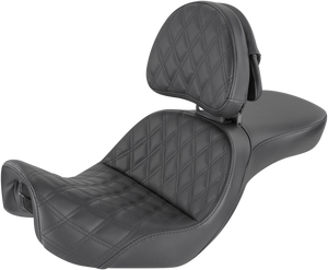 Saddlemen - Explorer Seat - With Backrest - Lattice Stitched - Black - FXD - Explorer Seat - 806-04-030LS
