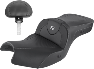 Saddlemen - Heated Roadsofa Seat - Carbon Fiber - Includes Backrest - Black - Indian - Roadsofa Carbon Fiber Seat - I20-06-185BRHCT