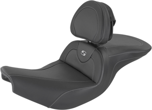 Saddlemen - Heated Roadsofa Seat - Carbon Fiber - Includes Backrest - Black - Indian - Roadsofa Carbon Fiber Seat - I14-07-185BRHCT