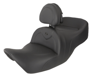 Saddlemen - RoadSofa Seat - with Backrest - Black w/ Black Stitching - GL1800 '01-'10 - RoadSofa Seat - H01-07-187BR
