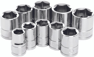 Performance Tool - 10 Pc 3/8" Met Socket Set Shallow - W38202