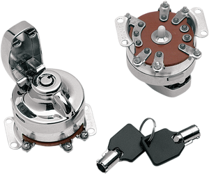 Drag Specialties - 6-Pole Ignition Switch - Round Key - Round Key Internal Contact Switch - 21-0202PAE-BC1