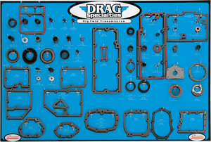 Drag Specialties - Trans Gasket Display - Big Twin - Gasket, Seal and O-Ring Display for Big Twin 5-Speed Transmissions - 0934-0287