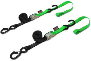 Powertye - Tie-down Cam Sec Hook Soft-tye 1"x6' Black/green Pair - 23625-S