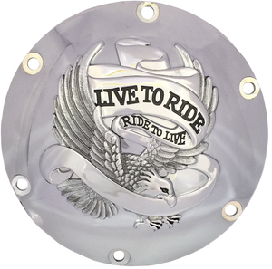 Drag Specialties - Live to Ride Derby Cover - 6-Hole - Chrome - Live To Ride Derby Cover - 33-0067CG