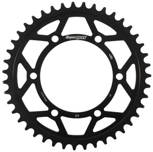 Supersprox - Rear Edge Sprocket Steel 43t-520 Blk Hon/kaw/suz/yam - RFA-486-43-BLK
