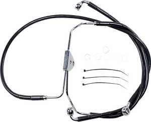 Drag Specialties - Brake Line - Front - Black - +4" - Extended Length Black Vinyl Brake Line Kit - 620085-4BLK