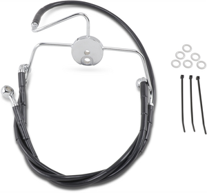 Drag Specialties - Brake Line - Front - Black - +4" - Extended Length Black Vinyl Brake Line Kit - 644410-4BLK