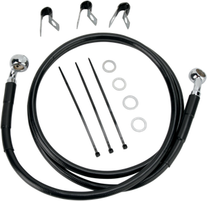 Drag Specialties - Brake Line - Front - Black - +10" - '00-'07 FLST - Extended Length Black Vinyl Brake Line Kit - 660214-10BLK