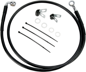 Drag Specialties - Brake Line - Front - Black - +8"- FXDL '01-'05 - Extended Length Black Vinyl Brake Line Kit - 640110-8BLK