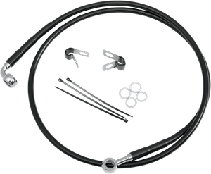 Drag Specialties - Brake Line - Front (Upper) - Black - Stainless Steel Brake Line Kit - 640115-BLK