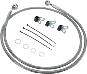 Drag Specialties - Brake Line - Front - +4" - Stainless Steel - Extended Length Stainless Steel Brake Line Kit - 660214-4