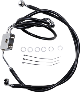Drag Specialties - Brake Line - Front - Black - +8" - FXDF '12-'17 - Extended Length Black Vinyl Brake Line Kit - 612137-8BLK