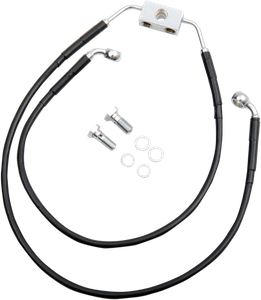 Drag Specialties - Brake Line - Front - Black - +6"- FXDWG '12-'17 - Extended Length Black Vinyl Brake Line Kit - 612138-6BLK