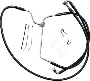 Drag Specialties - Brake Line - Front - Black - +8" - Extended Length Black Vinyl Brake Line Kit - 614085-8BLK