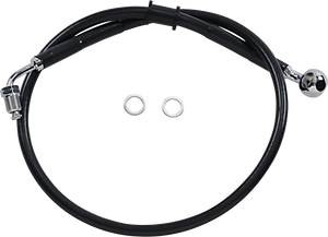 Drag Specialties - Brake Line - +4" - Black - '18-'21 Softail - Extended Length Stainless Steel Brake Line - 618604-4BLK