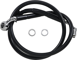 Drag Specialties - Brake Line - +8" - Black - '18-'21 Softail - Extended Length Stainless Steel Brake Line - 618604-8BLK