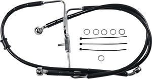 Drag Specialties - Brake Line - +4" - Black - XL - Extended Length Stainless Steel Brake Line - 618566-4BLK