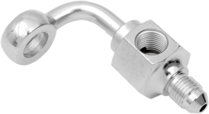 Drag Specialties - Banjo Fitting -  3/8" x AN3 - 90° - Short - Chrome Steel Banjo Fitting - 304