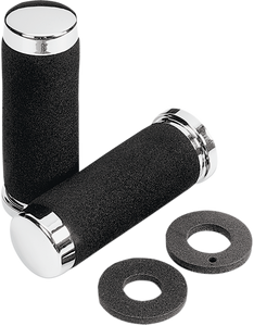 Parts Unlimited - Grips - Foam - 1" - 130 mm - Chrome - Cruiser Grips - L99-90925