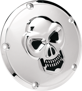 Drag Specialties - Skull Derby Cover - Chrome - 5 Hole - Chrome 3-D Skull Derby Cover - 33-0062-PC