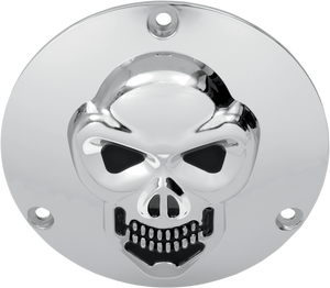 Drag Specialties - Skull Derby Cover - Chrome - 3 Hole - Chrome 3-D Skull Derby Cover - 33-0061-PC