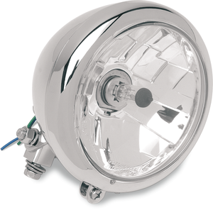 Drag Specialties - 5-3/4" Head Light - Clear Lens - Chrome - Diamond-Style Bottom-Mount 5-3/4" Headlight Assemblies - 20-0433