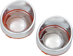 Drag Specialties - Visor-Style Bezel/Lenses - Amber/Mirror - Visor-Style Bezel and Lens for Deuce-Style Turn Signals - L22-6828AC