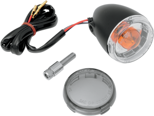 Drag Specialties - Universal Turn Signal Light - Front - Matte Black with Smoke Lens - DOT Compliant Turn Signals - 12-0232BFDC