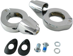Drag Specialties - Turn Signal Mount - 39mm - Chrome - Turn Signal Fork Clamps - 77853C
