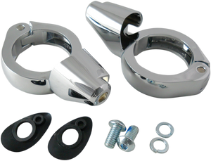 Drag Specialties - Turn Signal Mount - 49mm - Chrome - Turn Signal Fork Clamps - 77855C