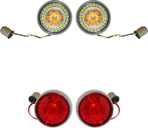 Custom Dynamics - Full Bullet Turn Signal Conversion Kit  - Chrome - Complete Front & Rear Turn Signal Conversion Kit with Bullet Bezel Lenses - PB-BCM-BB-C