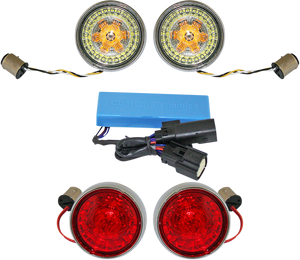 Custom Dynamics - Full Bullet Turn Signal Conversion Kit  - Chrome - Complete Front & Rear Turn Signal Conversion Kit with Bullet Bezel Lenses - PB-SS-BB-C