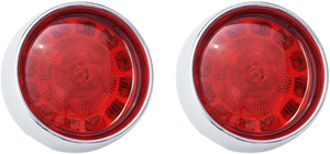 Custom Dynamics - Bullet Turn Signal - 1156 - Chrome - Red Lens - ProBeam Bullet Bezel Rear LED Turn Signal Inserts - PB-BB-R-1156CR