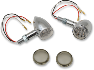 Drag Specialties - LED Marker Lights - Chrome/Red - Smoke Lens - LED Mini Deuce Marker Lights - 20-6390C/MIRQ