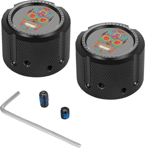 Figurati Designs - Cover Axle Front Sugar Skull Black - FD30-FAC-BLK Figurati Designs - Cover Axle Front Sugar Skull Black - FD30-FAC-BLK