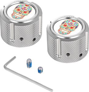 Figurati Designs - Cover Axle Front Sugar Skull Polished Ss - FD30-FAC-SS Figurati Designs - Cover Axle Front Sugar Skull Polished Ss - FD30-FAC-SS
