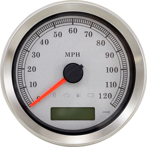 Drag Specialties - Programmable Speedometer - Silver Face - MPH - 4 Programmable Electronic Speedometer - 83100S