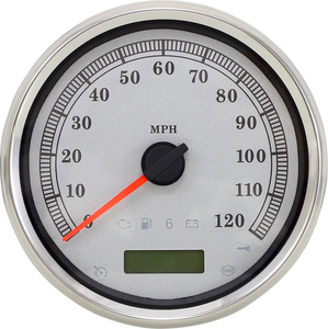Drag Specialties - Electronic Speedometer - Silver - 120 MPH - 5" Programmable Electronic Imperial Speedometer - 83104S
